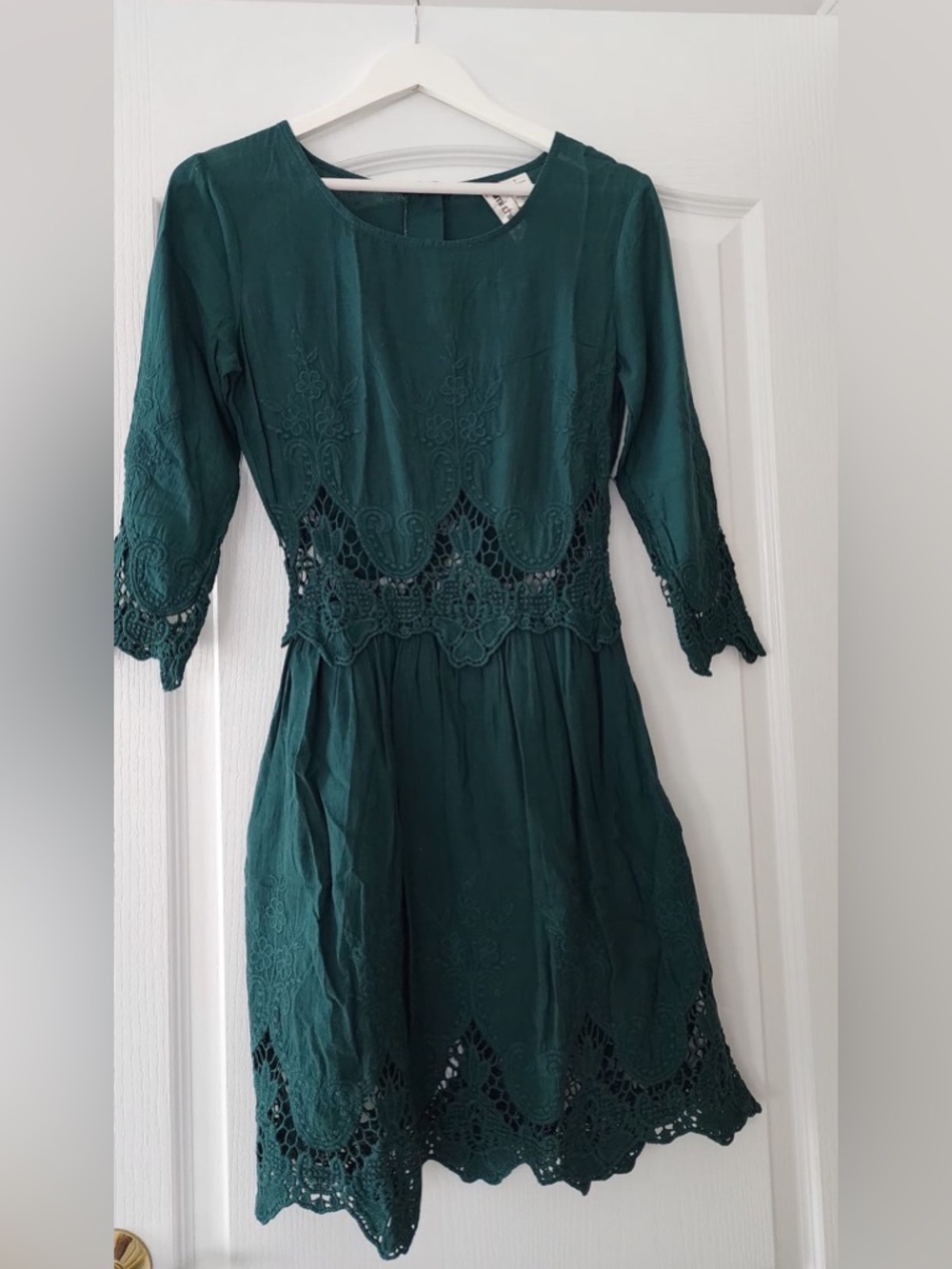 Mimi Chica Dark Green Lace/Embroidered Dress